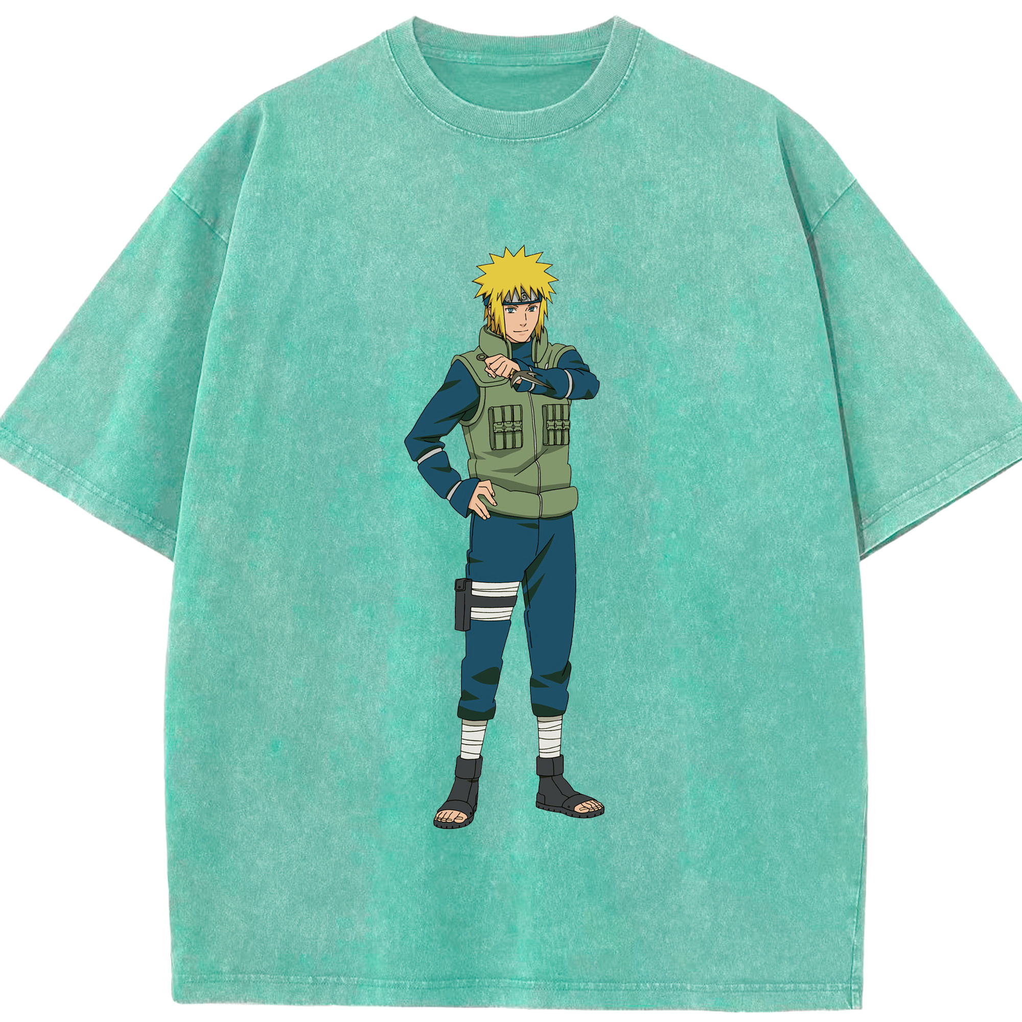 （画像用） NARUTO -ナルト- 波風 ミナト Namikaze Minato 綿100% ヴィンテージ風 半袖Tシャツ（フロントプリント）